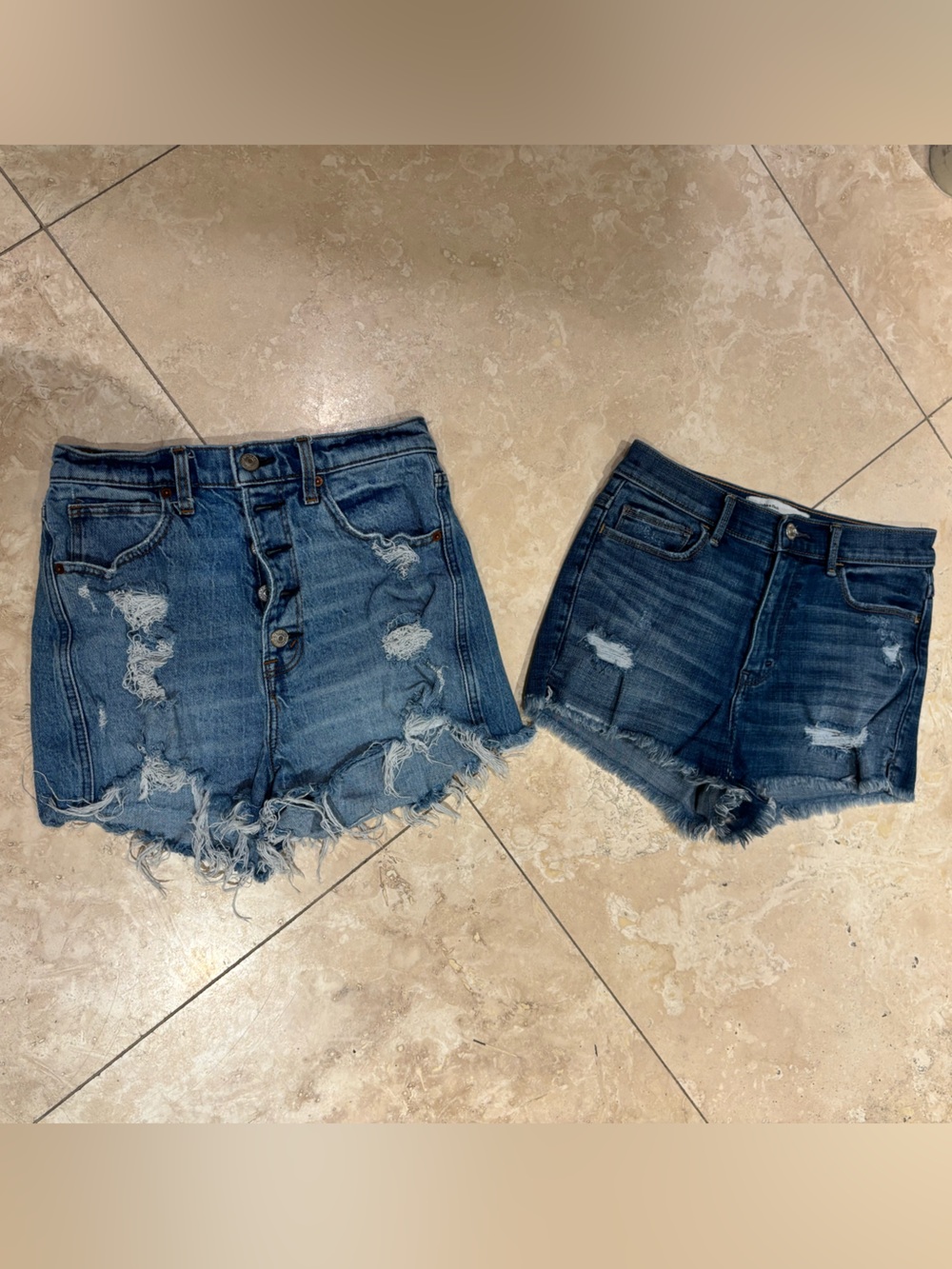 Abercrombie & Fitch Distressed Blue Jean Shorts Set